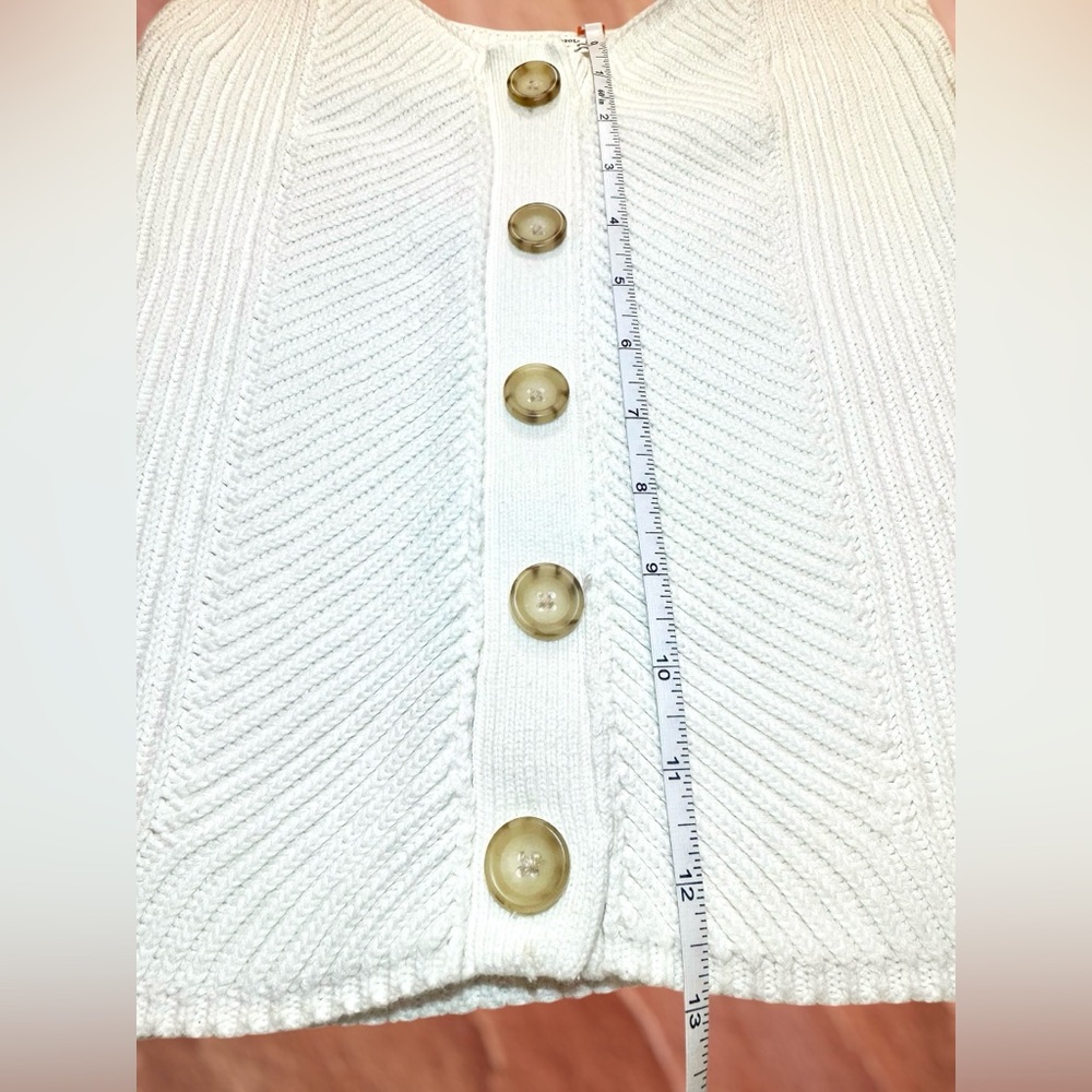 White Knit Button-Front Ruffle Strap Tank Top - Picture 7 of 9